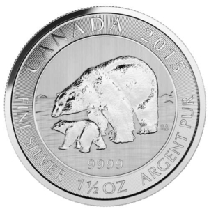 1.5 oz. Canadian Silver Polar Bear and Cub Coin (2015)