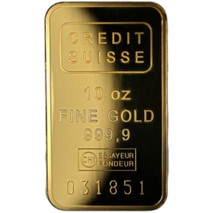 10 oz Credit Suisse Gold Bar (New w/ Assay)