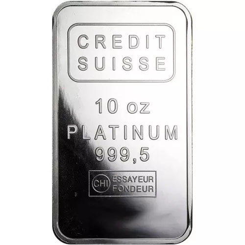 10 oz Credit Suisse Platinum Bar (New w/ Assay)