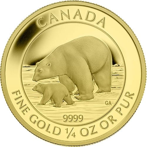1/4 oz Gold Canadian Gold Polar Bear and Cub Coin (2015)
