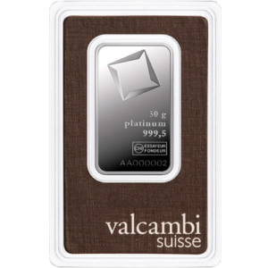50 Gram Valcambi Platinum Bar (New w/ Assay)