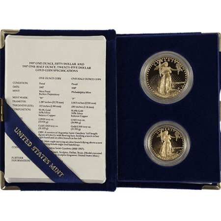 1.5 oz 2 coin Proof AGE box with Coa